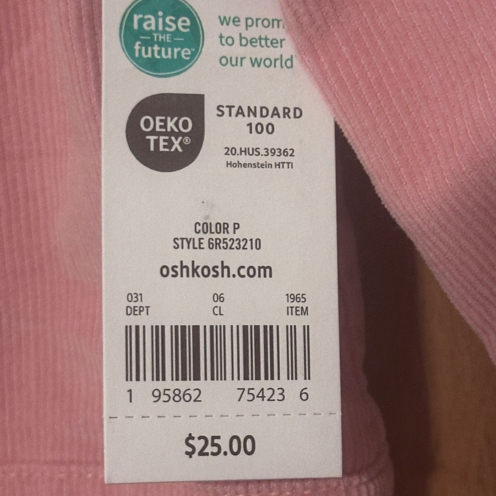 OshKosh B’gosh Pink Corduroy Sherpa Collar Jacket – 18 Months –​NWT - Picture 5 of 5